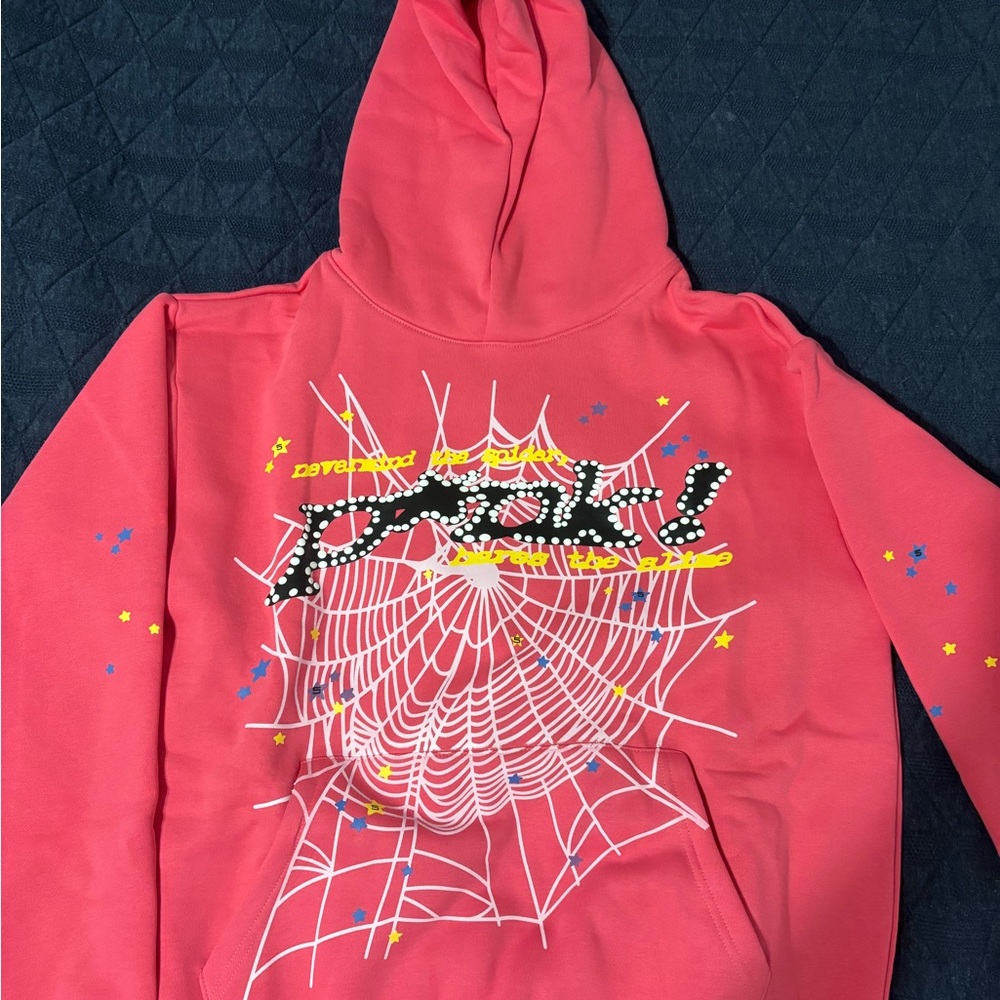 Pink Sp5der Men's Hoodie Size Medium Brand New